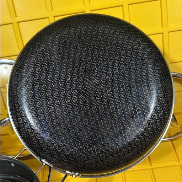 HEXCLAD 7 Piece Nonstick Stainless Steel Frying Pan Set 8 10 12" Lids Wok M $600 - Picture 6 of 10
